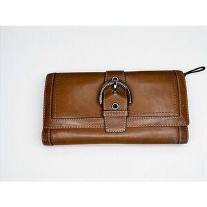 Vintage Coach Brown Soho‎ Leather Buckle Flap Wallet Y2K 2000s